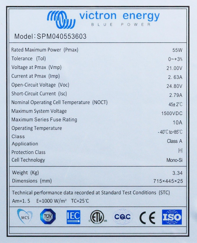 Victron Solar Panel 55W-12V Mono